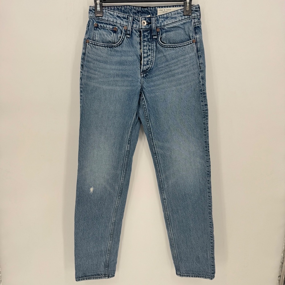 RAG & BONE Rosa Boyfriend Jeans Light Wash Distressed Button Fly Women's Size 23